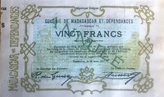 Madagascar 20 Francs / 4 Ariary, 1917 image