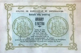 Madagascar 20 Francs / 4 Ariary, 1917 reverse