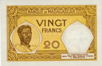 Madagascar 20 Francs, 1928-1953 reverse
