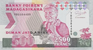 Madagascar 2.500 Francs / 500 Ariary, 1996 image