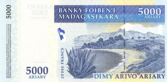Madagascar 5.000 Ariary/ 25000 Francs, 2015 reverse