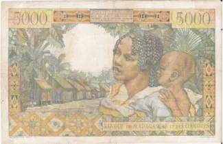 Madagascar 5.000 Francs / 1000 Ariary, 1961-1963 reverse