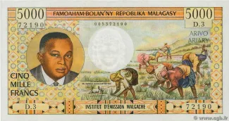 Madagascar 5.000 Francs / 1000 Ariary, 1966 image