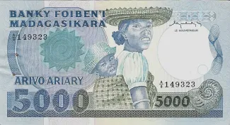 Madagascar 5.000 Francs / 1000 Ariary, 1984 image
