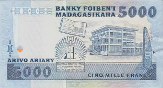 Madagascar 5.000 Francs / 1000 Ariary, 1983-1988 reverse