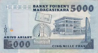 Madagascar 5.000 Francs / 1000 Ariary, 1988-1994 reverse