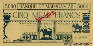 Madagascar 5.000 Francs, 1942 image