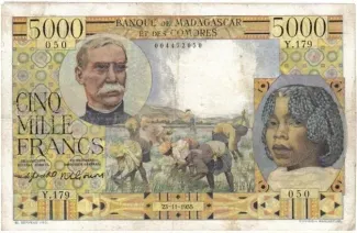 Madagascar 5.000 Francs, 1955 image