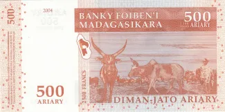 Madagascar 500 Ariary / 2500 Francs, 2004 reverse