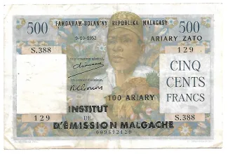 Madagascar 500 Francs / 100 Ariary, 1958 image