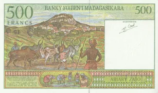 Madagascar 500 Francs, 1994-2004 reverse
