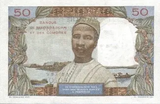Madagascar 50 Francs / 10 Ariary, 1963 reverse