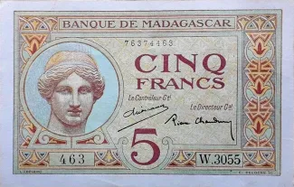 Madagascar 5 Francs, 1937 image