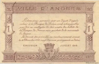 Maine-et-Loire, Department of 1 Franc, 1915 reverse