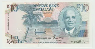 Malawi 10 Kwacha, 1990-1994 obverse