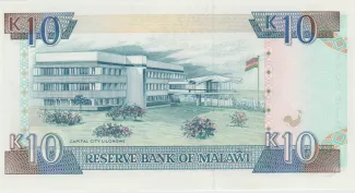 Malawi 10 Kwacha, 1990-1994 reverse