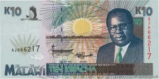 Malawi 10 Kwacha, 1995 obverse