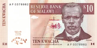 Malawi 10 Kwacha, 1997 obverse