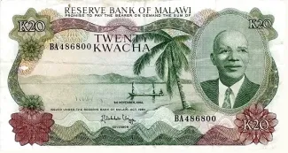 Malawi 20 Kwacha, 1983-1984 obverse