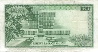 Malawi 20 Kwacha, 1983-1984 reverse