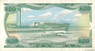 Malawi 20 Kwacha, 1986-1988 reverse