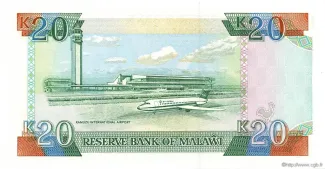 Malawi 20 Kwacha, 1990 reverse