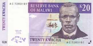 Malawi 20 Kwacha, 1997 obverse