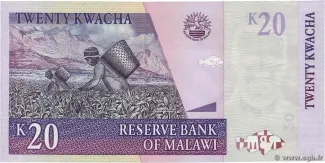 Malawi 20 Kwacha, 2001-2004 reverse