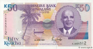 Malawi 50 Kwacha, 1990-1994 obverse