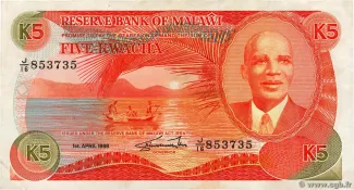 Malawi 5 Kwacha, 1986-1988 obverse