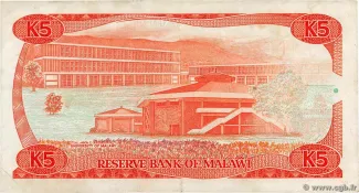 Malawi 5 Kwacha, 1986-1988 reverse