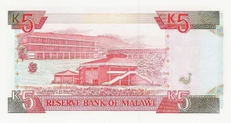 Malawi 5 Kwacha, 1990-1994 reverse