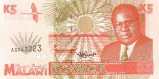 Malawi 5 Kwacha, 1995 obverse