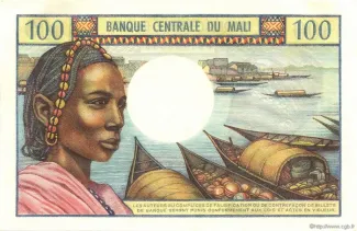 Mali 100 Francs, 1972-1973 reverse
