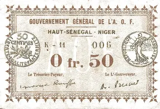 Mali 50 Centimes, 1917-1919