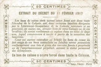 Mali 50 Centimes, 1921 reverse