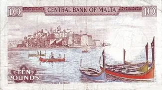 Malta 10 Liri, 1973 reverse