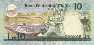 Malta 10 Liri, 1986 reverse
