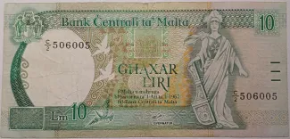 Malta 10 Liri, 1989 image