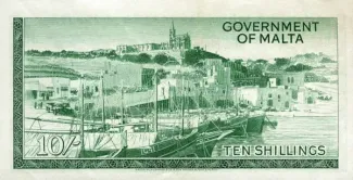 Malta 10 Shillings, 1963 reverse
