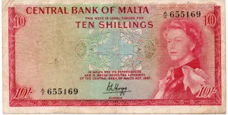 Malta 10 Shillings, 1967 image