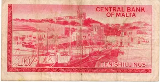 Malta 10 Shillings, 1967 reverse