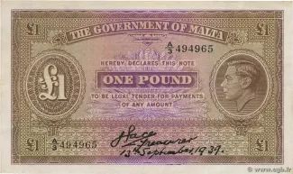 Malta 1 Pound, 1940 image