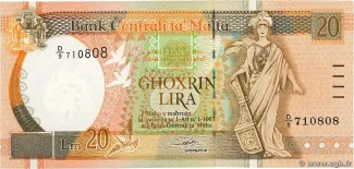 Malta 20 Lira, 1994 image