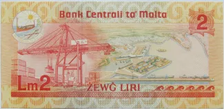 Malta 2 Liri, 1986 reverse