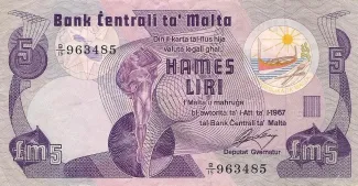 Malta 5 Liri, 1973 image
