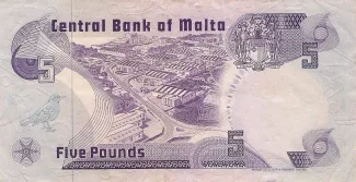 Malta 5 Liri, 1973 reverse