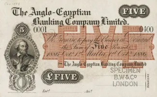 Malta 5 Pounds, 1886 image