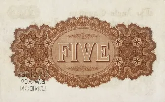 Malta 5 Pounds, 1886 reverse