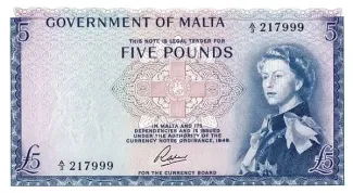 Malta 5 Pounds, 1963 image